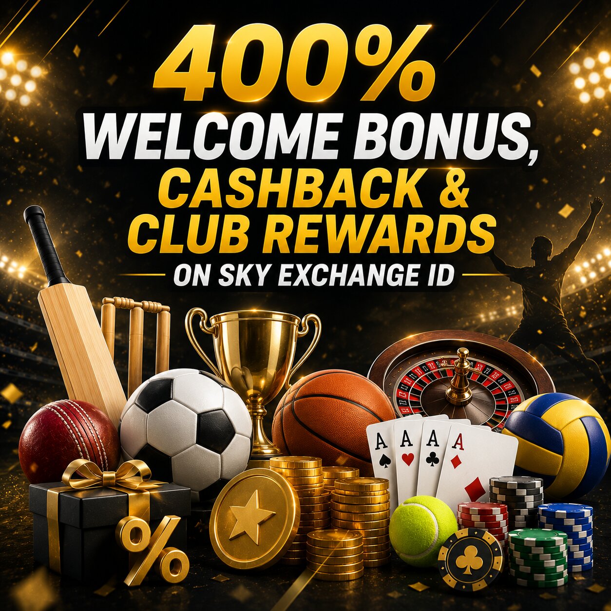 400% Welcome Bonus, Cashback and Club Rewards on Skyexch Sky Exchange ID